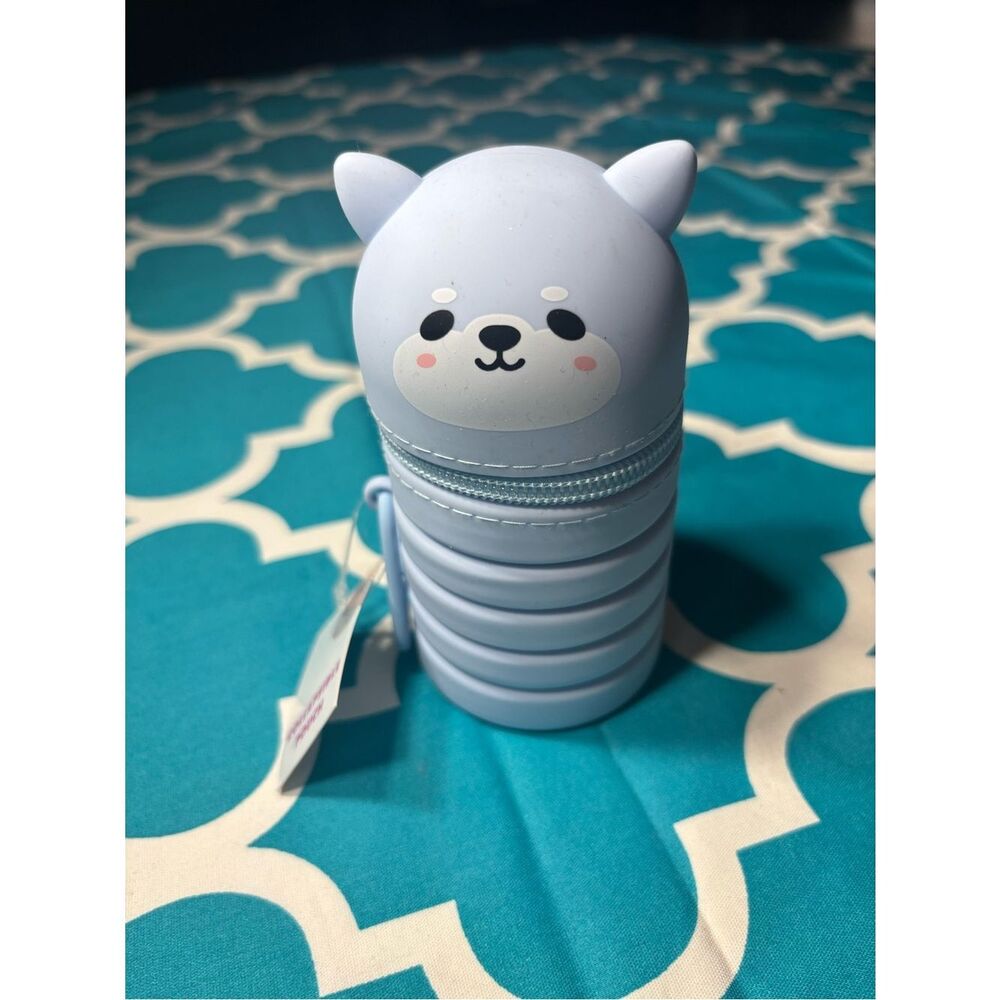 New Cute Pastel Blue Animal-Shaped Collapsible Pouch Travel Case